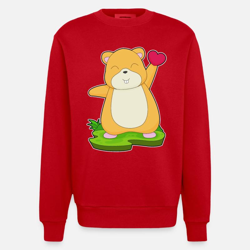 Cœur de hamster - Sweat bio épais oversize fabriqué en UE - rouge