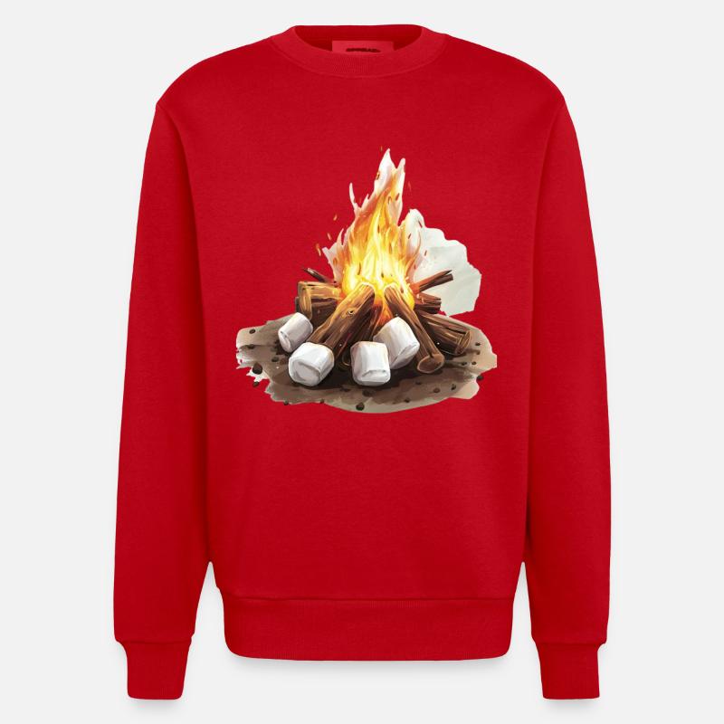 Cozy campfire with marshmallows - Heavyweight Oversized Organic Crew Neck Made in EU - red