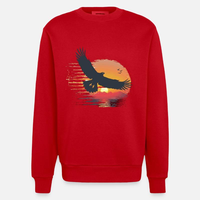 Majestic eagle in sunset - Heavyweight Oversized Organic Crew Neck Made in EU - red