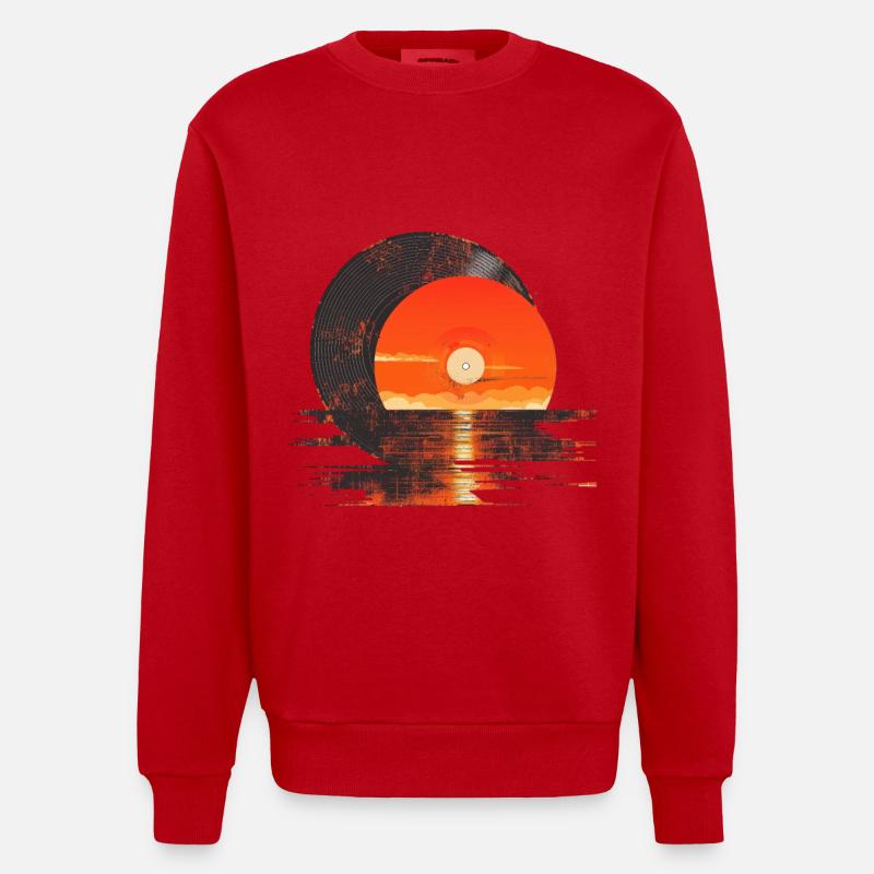 Vinyle Coucher de soleil Réflexion - Sweat bio épais oversize fabriqué en UE - rouge