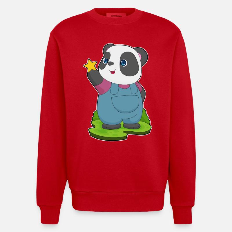 Étoile Panda - Sweat bio épais oversize fabriqué en UE - rouge