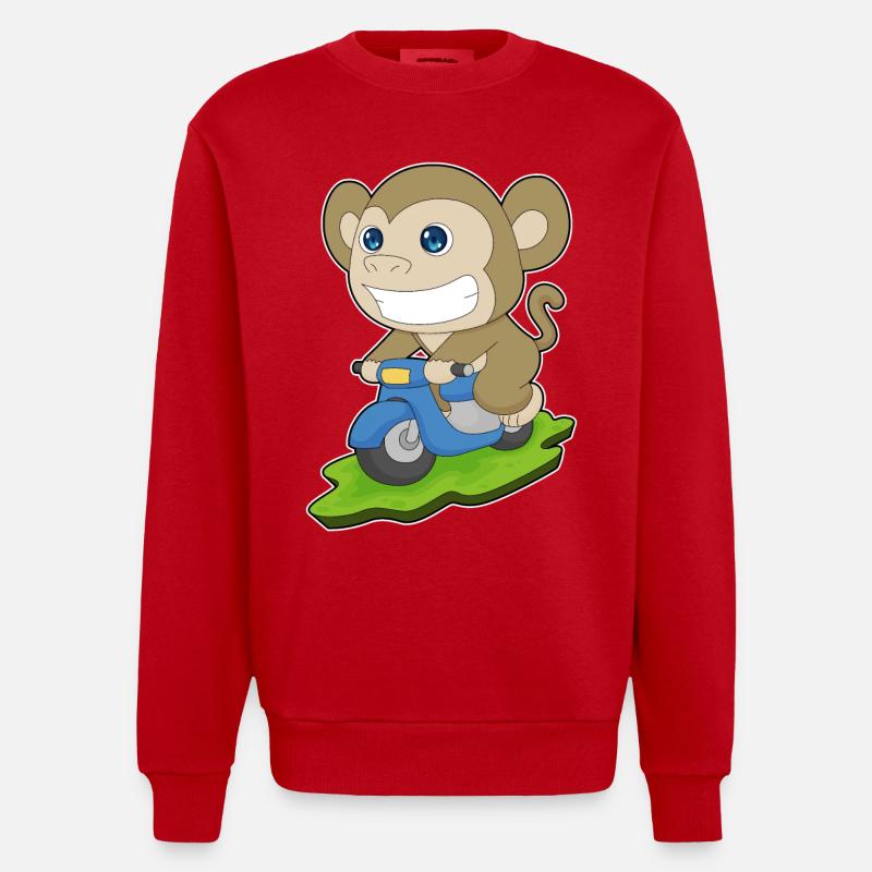 Affe Motorroller - Heavyweight Oversized Organic Crew Neck Made in EU - Rot