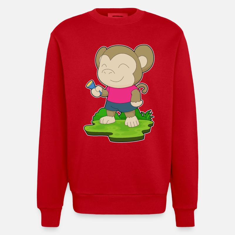 Lampe de poche Singe - Sweat bio épais oversize fabriqué en UE - rouge