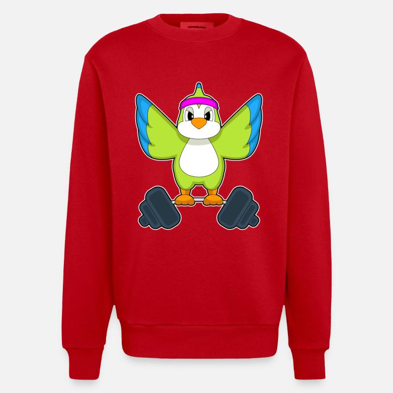 Haltère de musculation Parrot - Sweat bio épais oversize fabriqué en UE - rouge