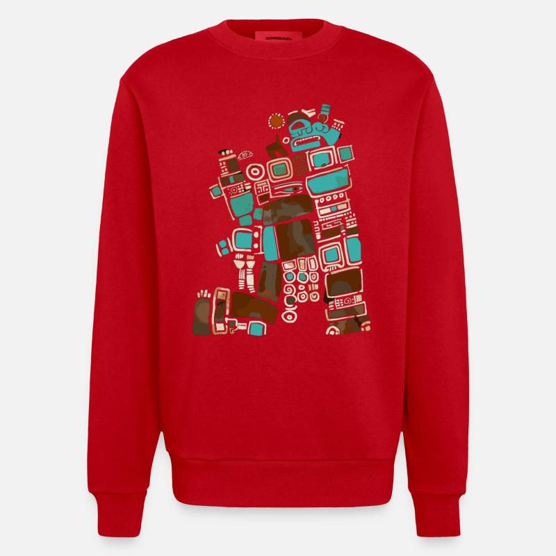 Dieu Maya Mythologie Maya Itzamna - Sweat bio épais oversize fabriqué en UE - rouge