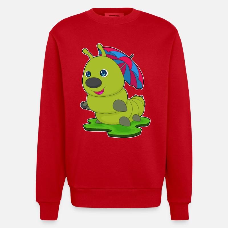 Raupe Regenschirm - Heavyweight Oversized Organic Crew Neck Made in EU - Rot