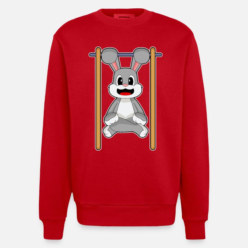 Bunny Bodybuilder Tractions Musculation - Sweat bio épais oversize fabriqué en UE - rouge