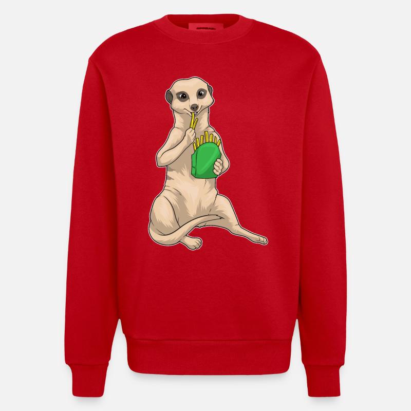 Frites Français suricate - Sweat bio épais oversize fabriqué en UE - rouge