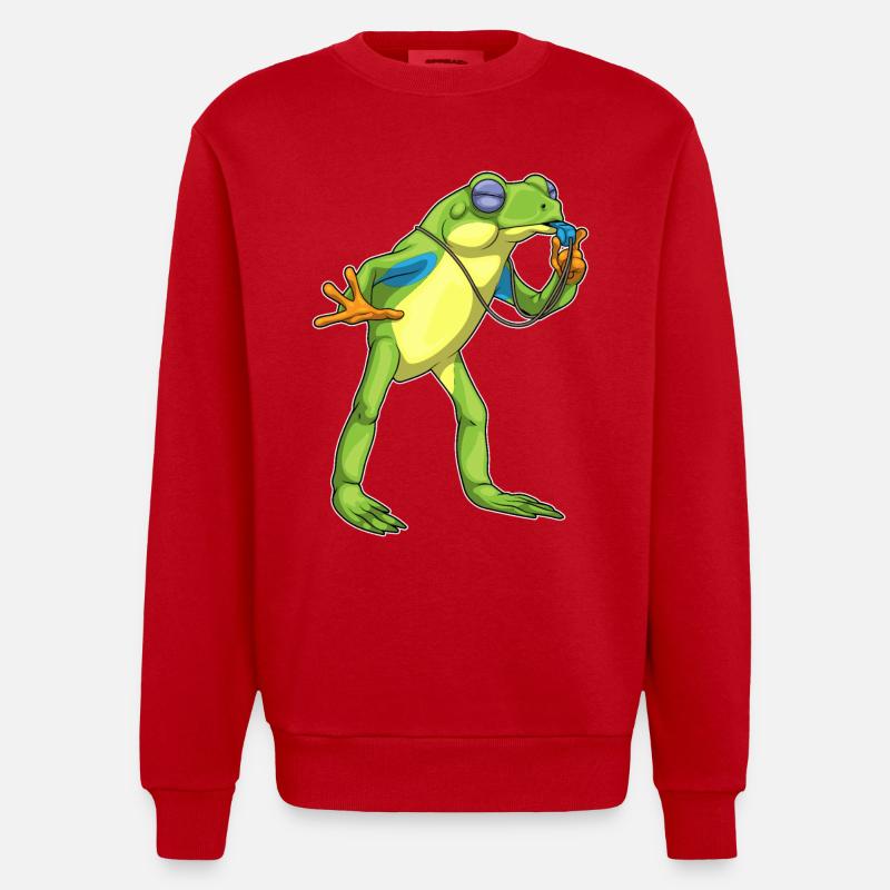 Frog Referee Whistle - Heavyweight Oversized Organic Crew Neck Made in EU - red