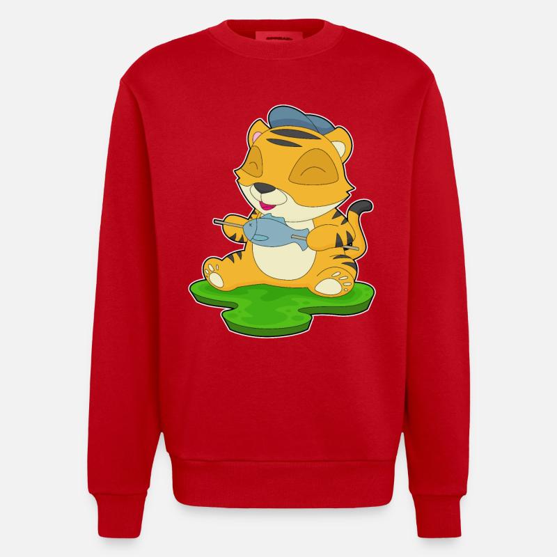 Poisson pêcheur tigre - Sweat bio épais oversize fabriqué en UE - rouge