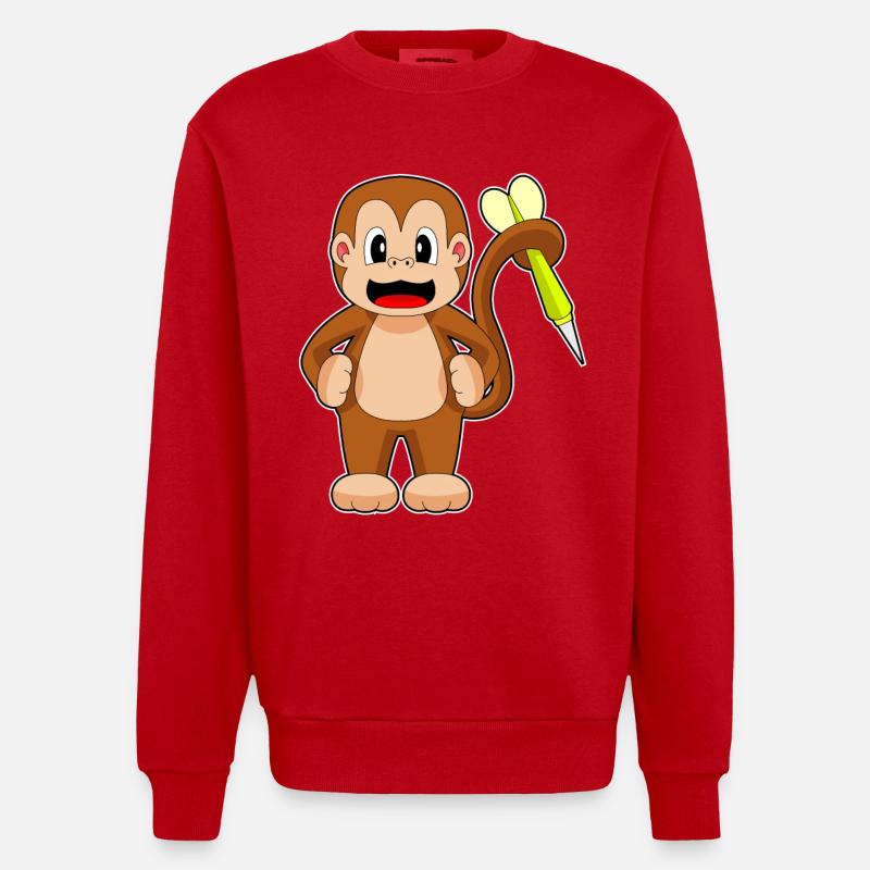 Monkey Dart Dart - Heavyweight Oversized Organic Crew Neck Made in EU - red