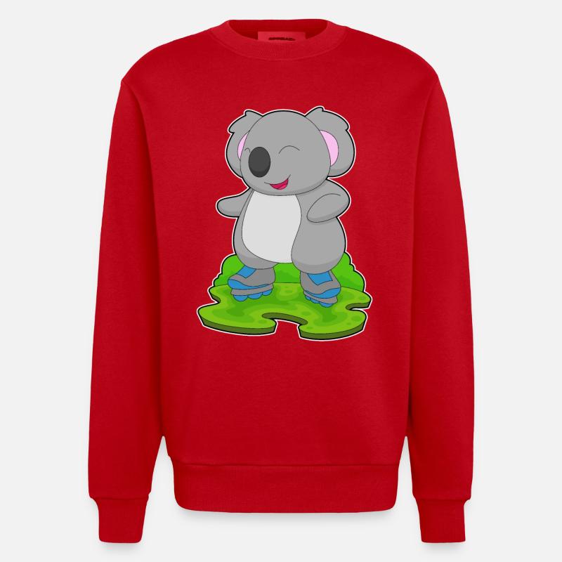 Koala Inline skating Rollschuhe - Heavyweight Oversized Organic Crew Neck Made in EU - Rot