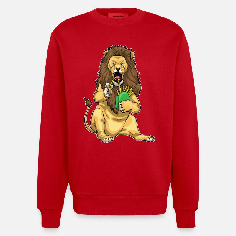 Frites Lion - Sweat bio épais oversize fabriqué en UE - rouge