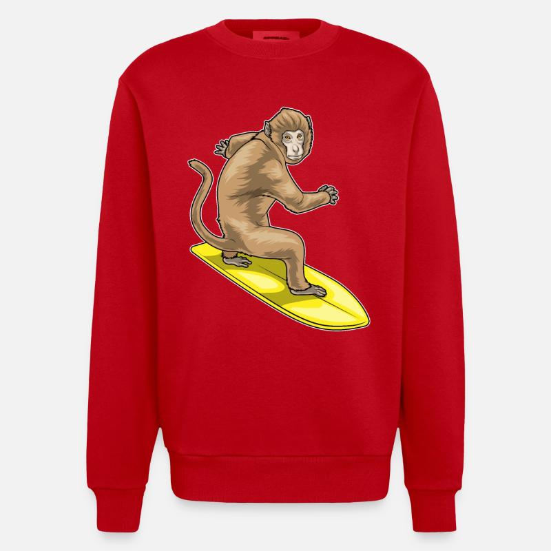 Planche de surf Monkey Surfer - Sweat bio épais oversize fabriqué en UE - rouge