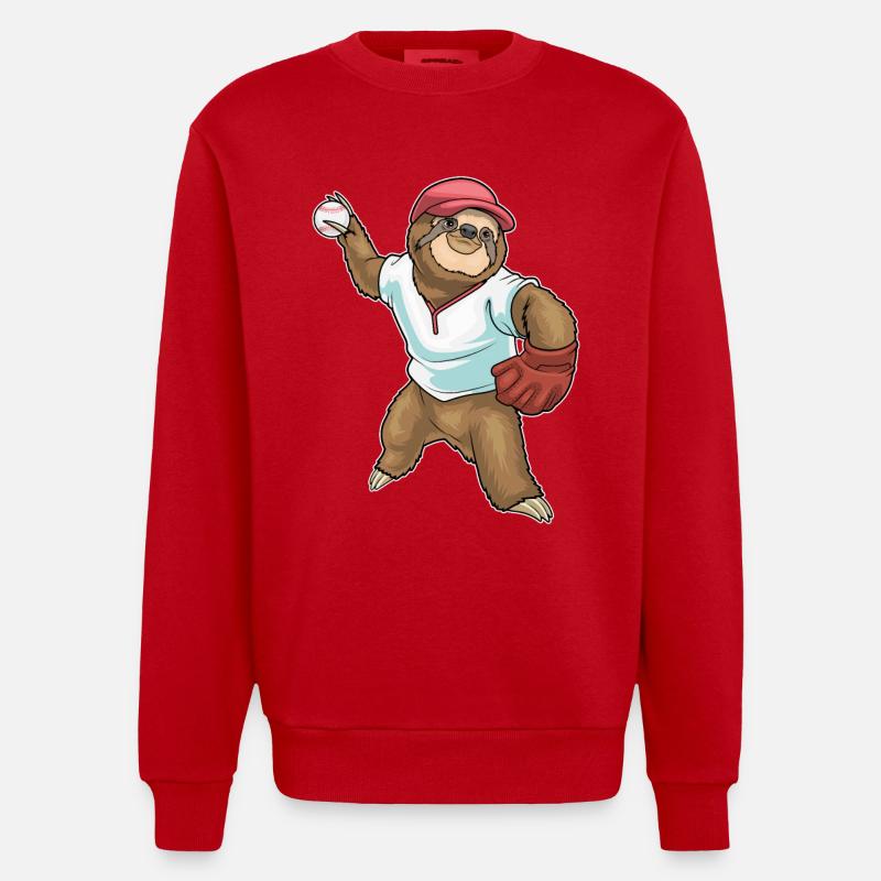 Gant de baseball Sloth - Sweat bio épais oversize fabriqué en UE - rouge