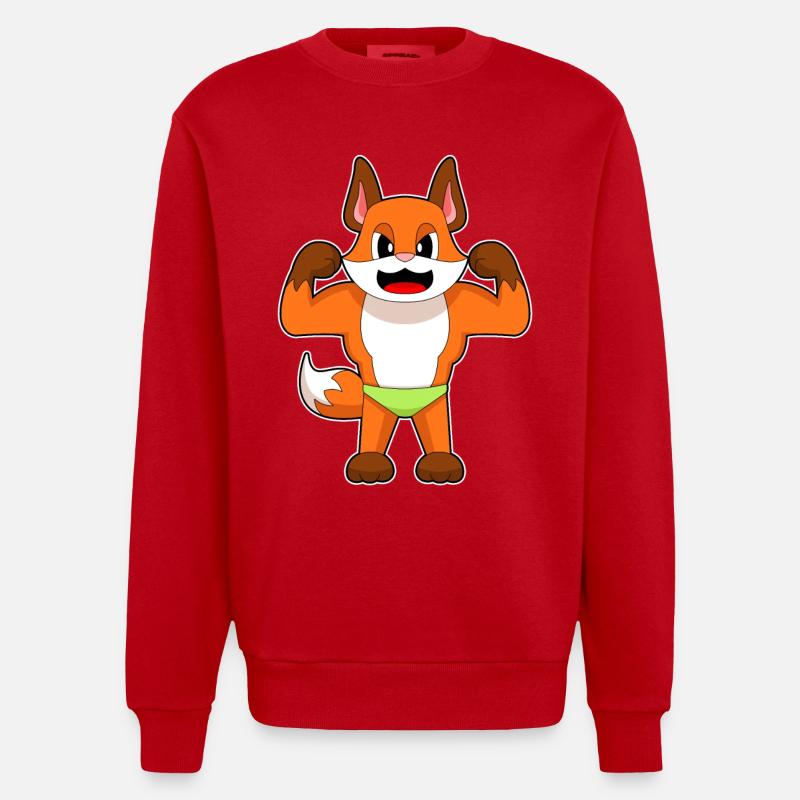 Fox Bodybuilder Musculation - Sweat bio épais oversize fabriqué en UE - rouge