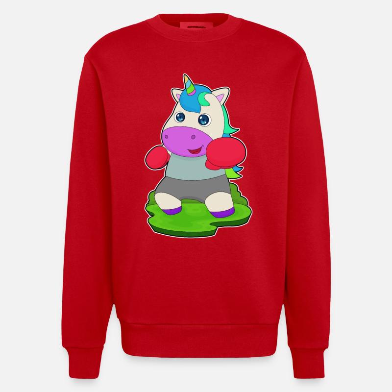 Einhorn Boxer Boxhandschuhe Boxen - Heavyweight Oversized Organic Crew Neck Made in EU - Rot