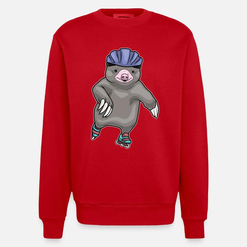 Maulwurf Inline skating Rollschuhe - Heavyweight Oversized Organic Crew Neck Made in EU - Rot