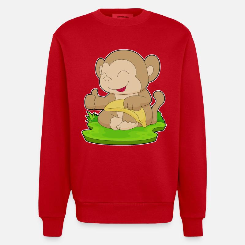 Singe Banane Fruit - Sweat bio épais oversize fabriqué en UE - rouge