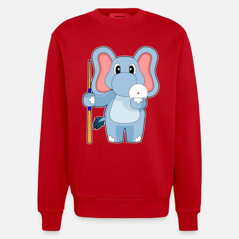 Elefant Billiard Queue - Heavyweight Oversized Organic Crew Neck Made in EU - Rot
