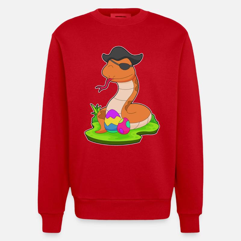 Snake Easter Pirate - Heavyweight Oversized Organic Crew Neck Made in EU - red
