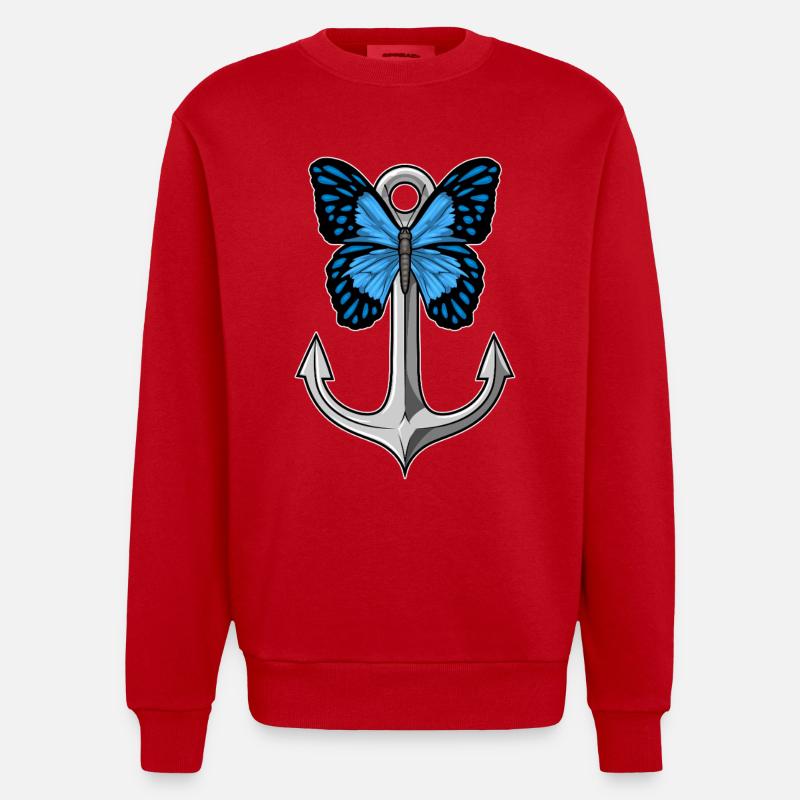 Ancre Papillon - Sweat bio épais oversize fabriqué en UE - rouge