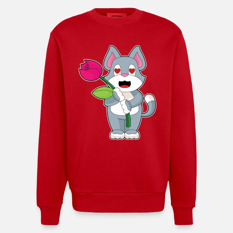 Fleur de chat - Sweat bio épais oversize fabriqué en UE - rouge