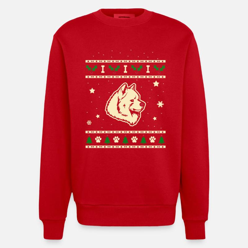 Samoyède Cadeau de Noël - Sweat bio épais oversize fabriqué en UE - rouge