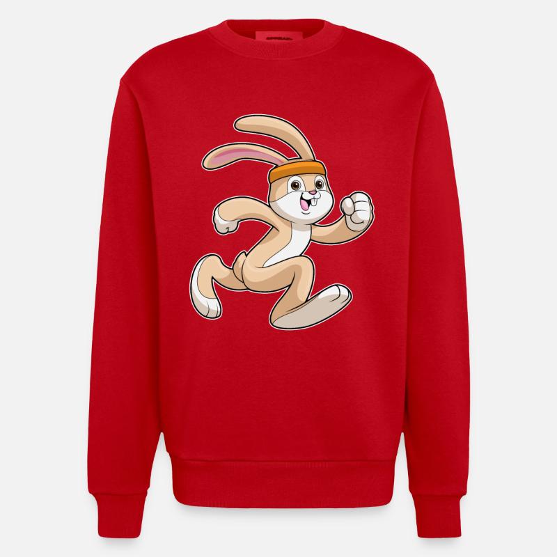 Rabbit jogging with headband - Heavyweight Oversized Organic Crew Neck Made in EU - red