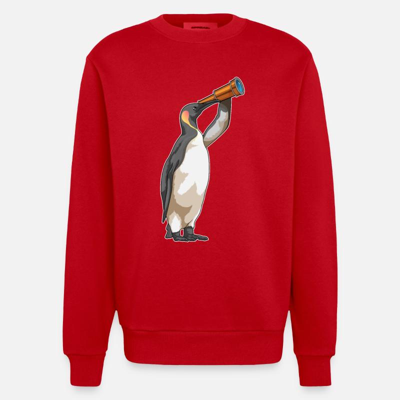 Pingouin avec télescope - Sweat bio épais oversize fabriqué en UE - rouge