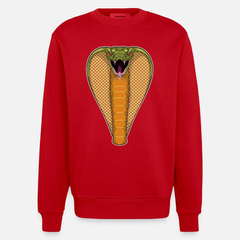 Kobra Schlange - Heavyweight Oversized Organic Crew Neck Made in EU - Rot