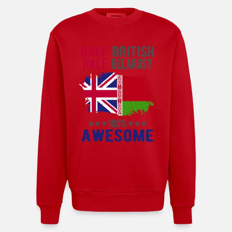 Halb Brite Halb Belarusse - Heavyweight Oversized Organic Crew Neck Made in EU - Rot