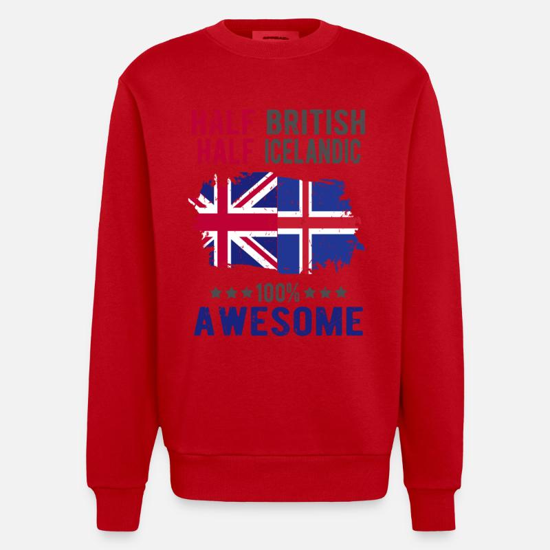 Half British Half Icelander - Heavyweight Oversized Organic Crew Neck Made in EU - red
