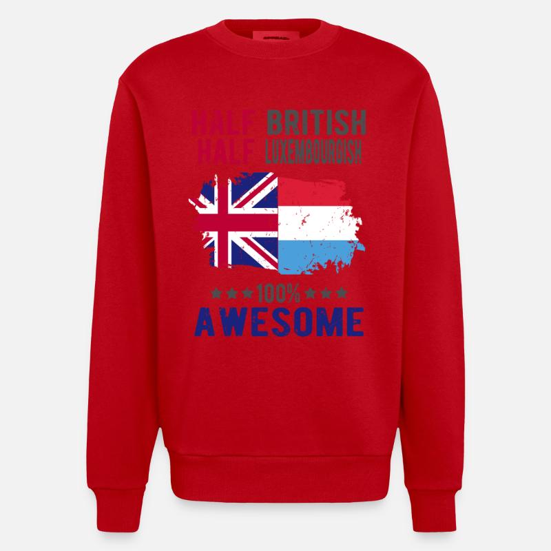Half British Half Luxembourger - Heavyweight Oversized Organic Crew Neck Made in EU - red