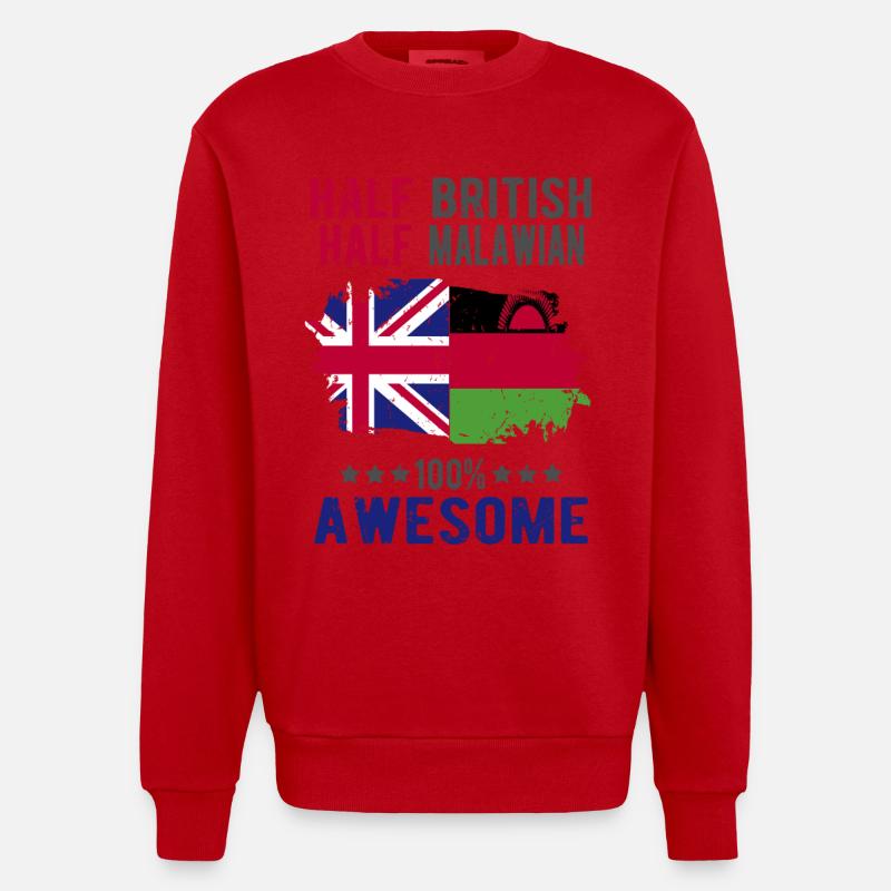 Halb Brite Halb Malawi - Heavyweight Oversized Organic Crew Neck Made in EU - Rot