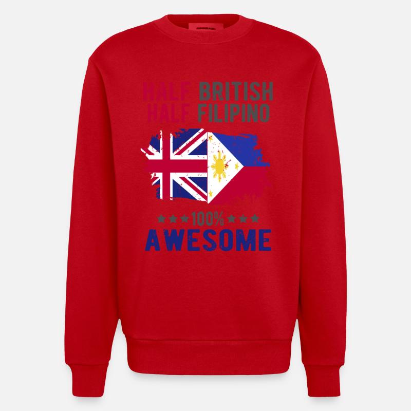 Halb Brite Halb Philippiner - Heavyweight Oversized Organic Crew Neck Made in EU - Rot