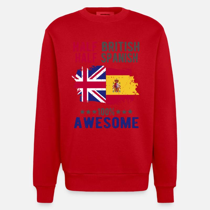 Halb Brite Halb Spanier - Heavyweight Oversized Organic Crew Neck Made in EU - Rot