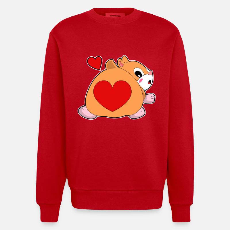 Hamster avec cœur - Sweat bio épais oversize fabriqué en UE - rouge