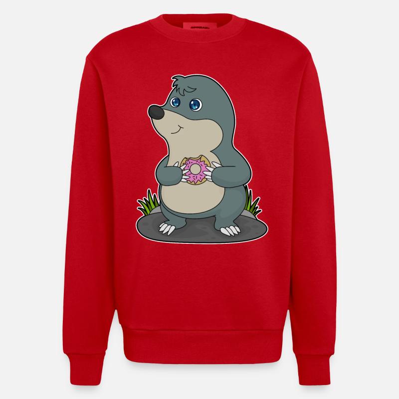 Maulwurf mit Donut - Heavyweight Oversized Organic Crew Neck Made in EU - Rot