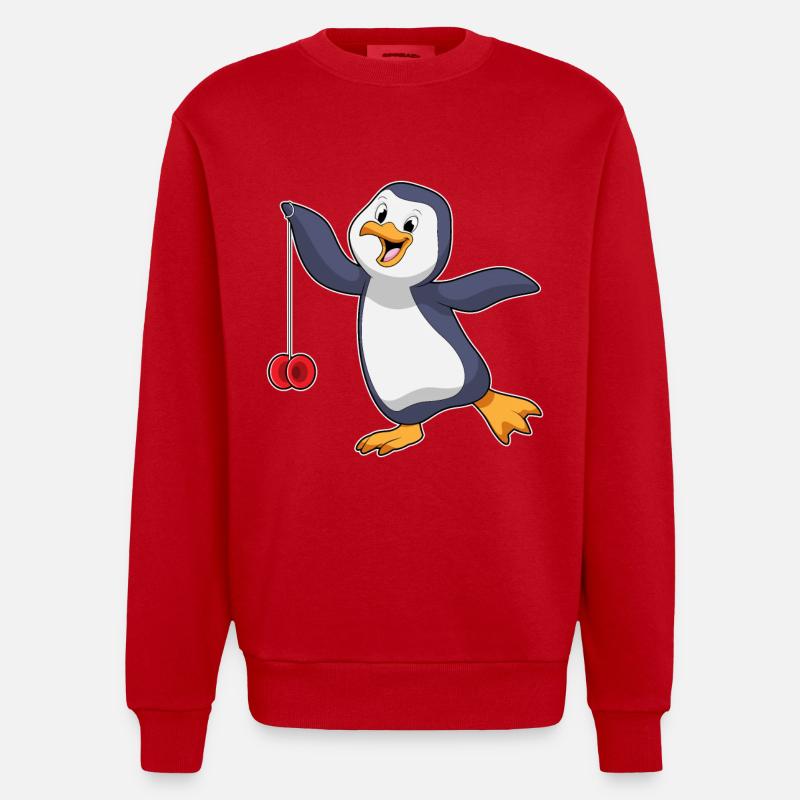 Penguin with Jojo - Heavyweight Oversized Organic Crew Neck Made in EU - red