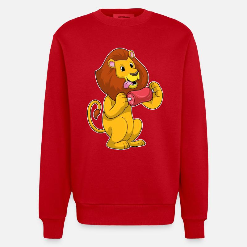 Löwe mit Fleisch - Heavyweight Oversized Organic Crew Neck Made in EU - Rot