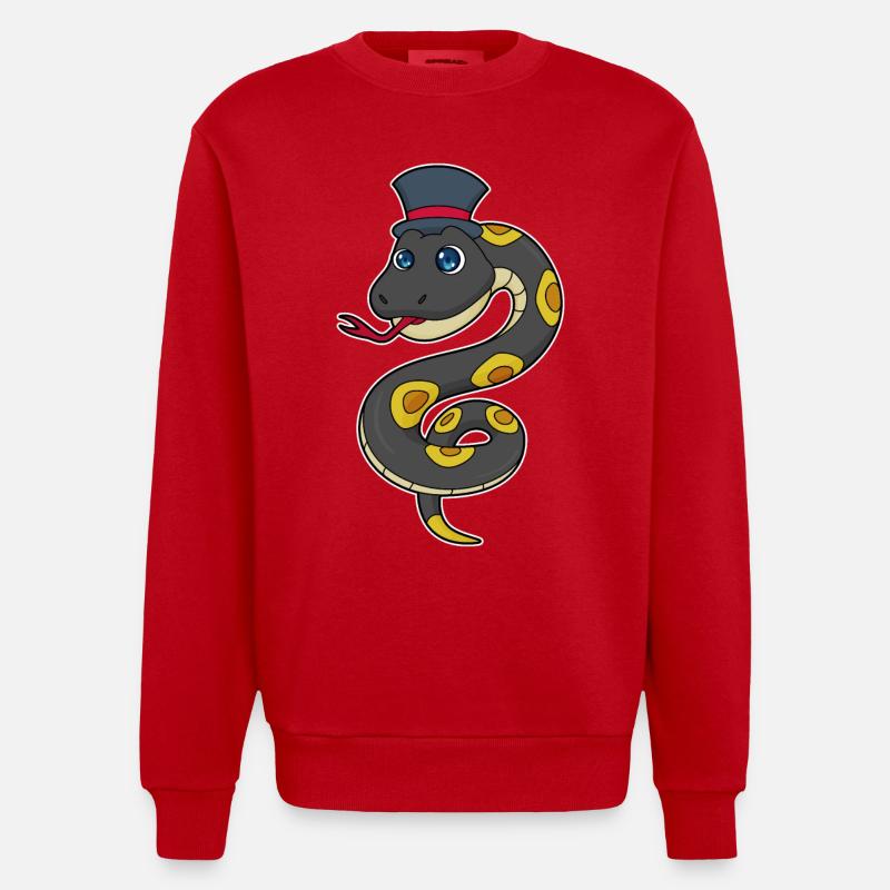 Snake with hat - Heavyweight Oversized Organic Crew Neck Made in EU - red