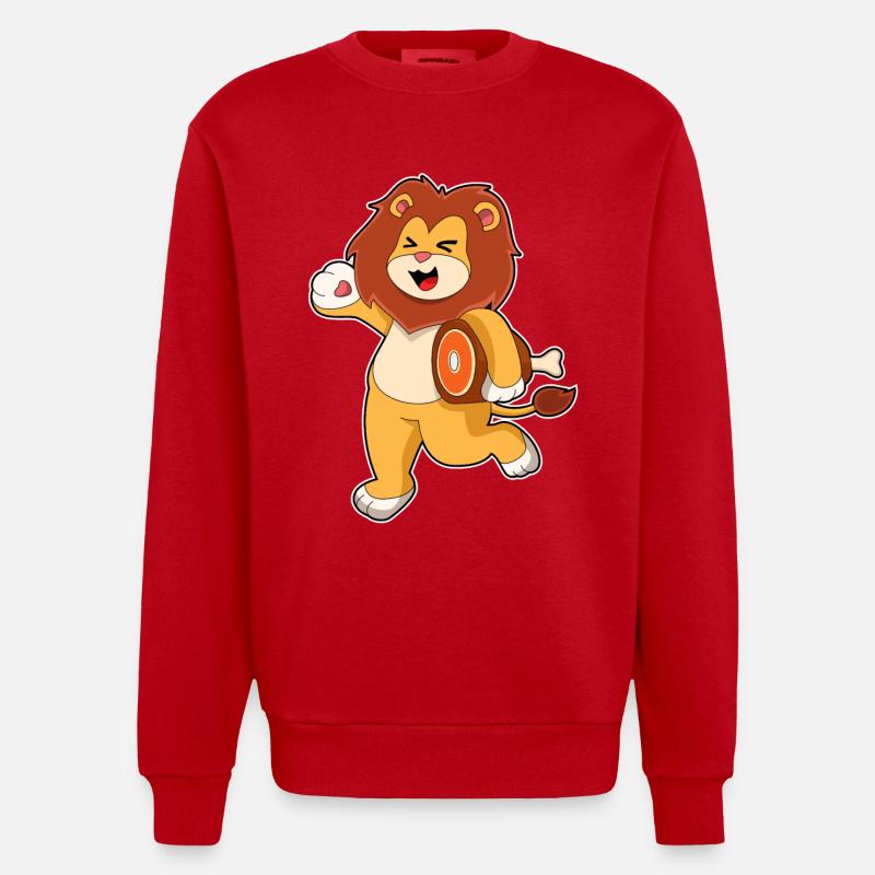 Löwe mit Fleisch - Heavyweight Oversized Organic Crew Neck Made in EU - Rot