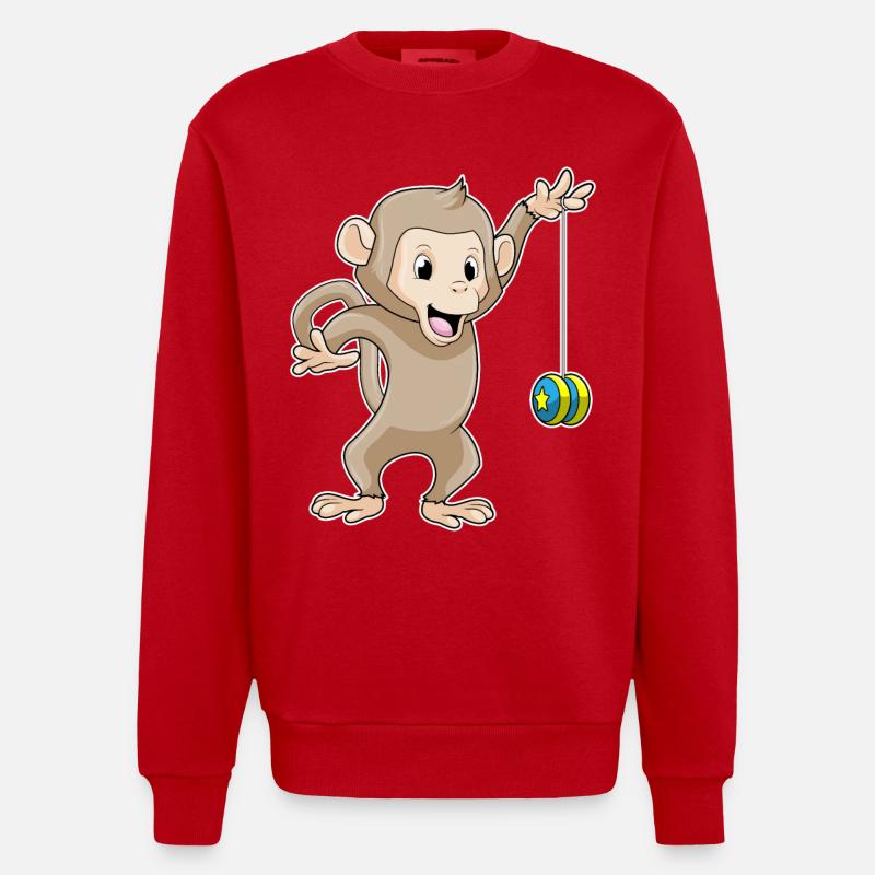 Monkey with Jojo - Heavyweight Oversized Organic Crew Neck Made in EU - red
