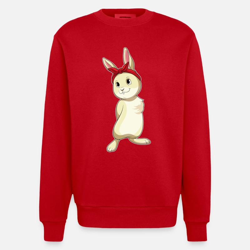 Rabbit with loop - Heavyweight Oversized Organic Crew Neck Made in EU - red