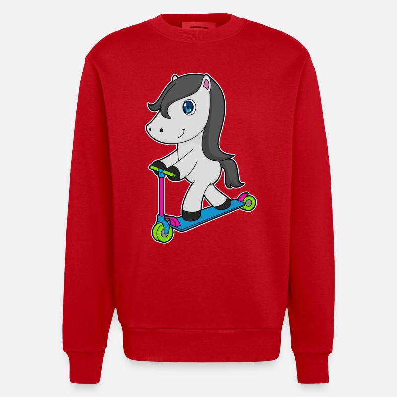 Trottinette à cheval - Sweat bio épais oversize fabriqué en UE - rouge