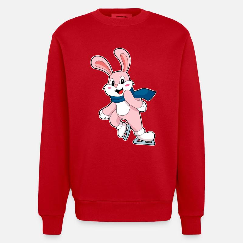 Lapin patins à glace - Sweat bio épais oversize fabriqué en UE - rouge