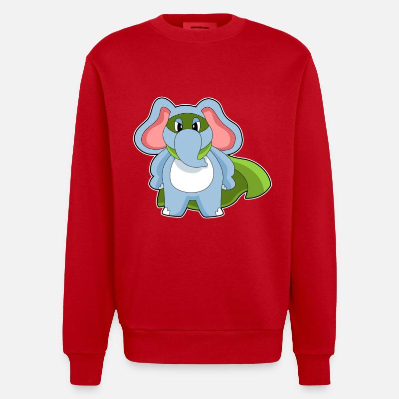 Elefant Held - Heavyweight Oversized Organic Crew Neck Made in EU - Rot