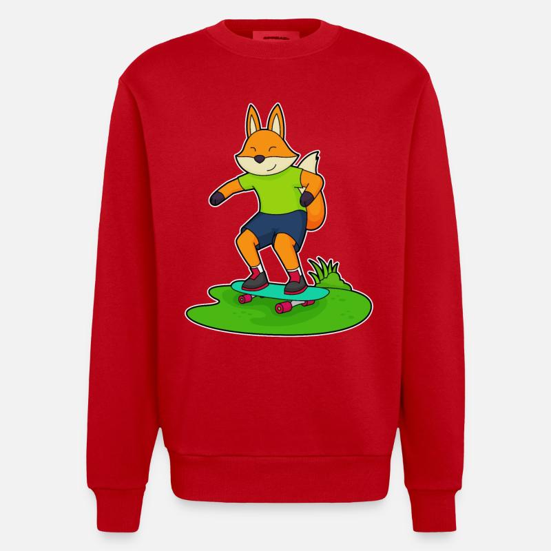 Fuchs Skater Skateboard - Sweat bio épais oversize fabriqué en UE - rouge
