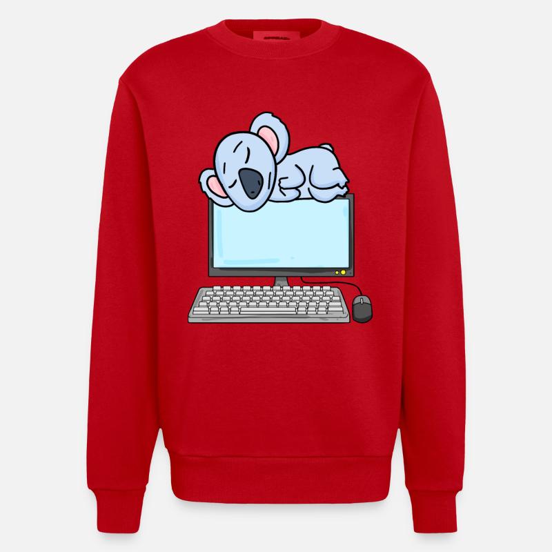 Koala Computer Nerd Programmierer Geschenk - Heavyweight Oversized Organic Crew Neck Made in EU - Rot